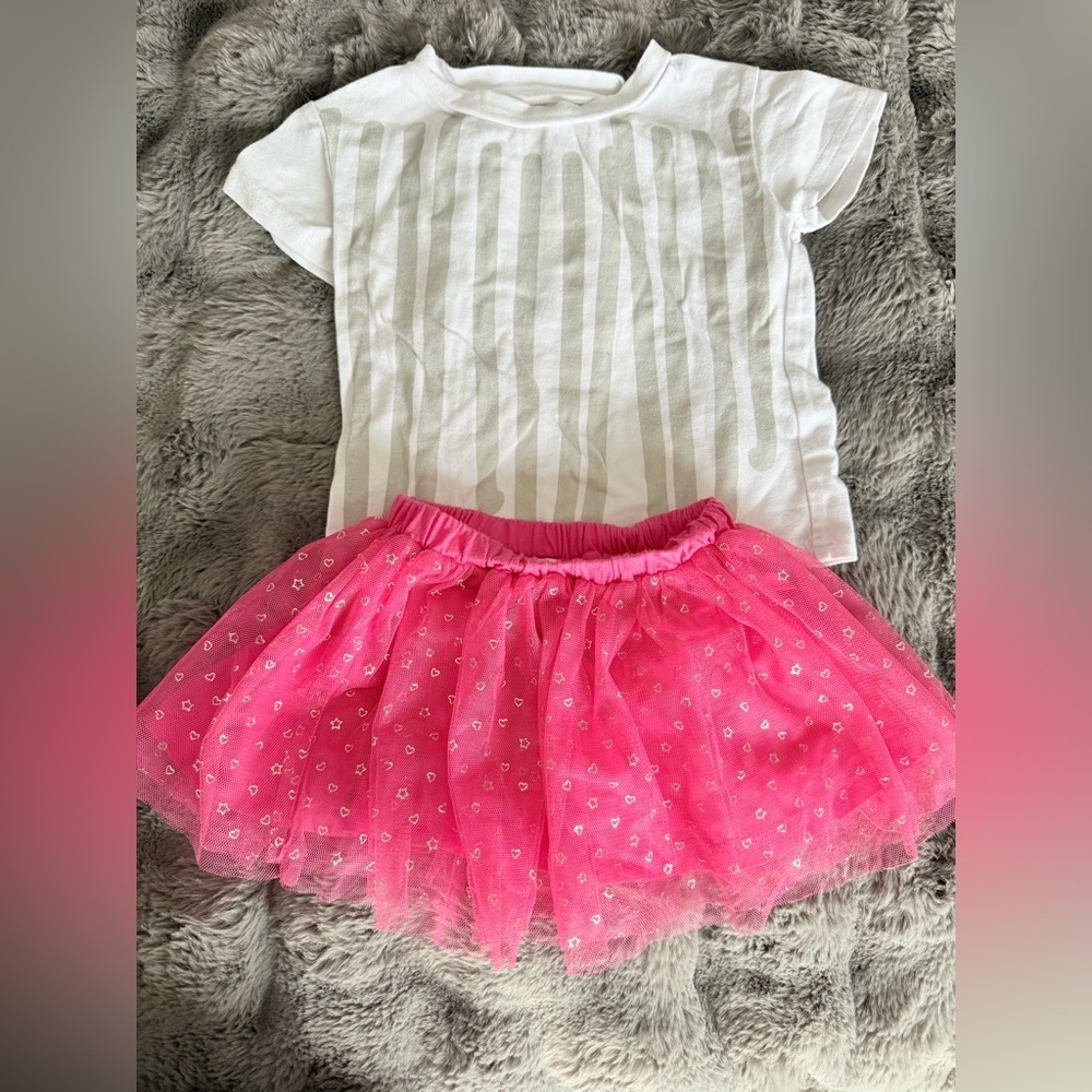 Bundle of shirt and tutu heart skirt in pink by first impressions size 6-12M